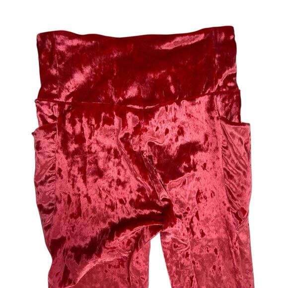 NEW Fabletics Crushed Velour Crossover Waist Leggings Size Small Red Athletic - Picture 5 of 13